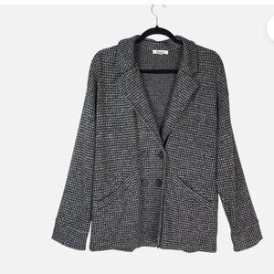 Madewell Brushed Knit Black and Gray Houndstooth Blazer, XL